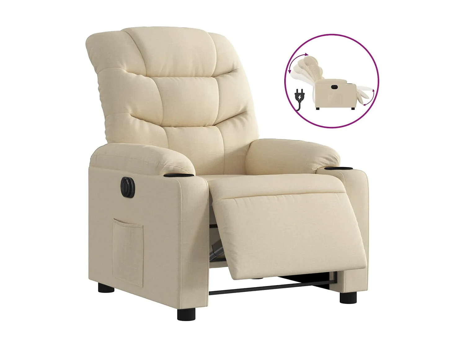 Fauteuil inclinable électrique Crème Tissu