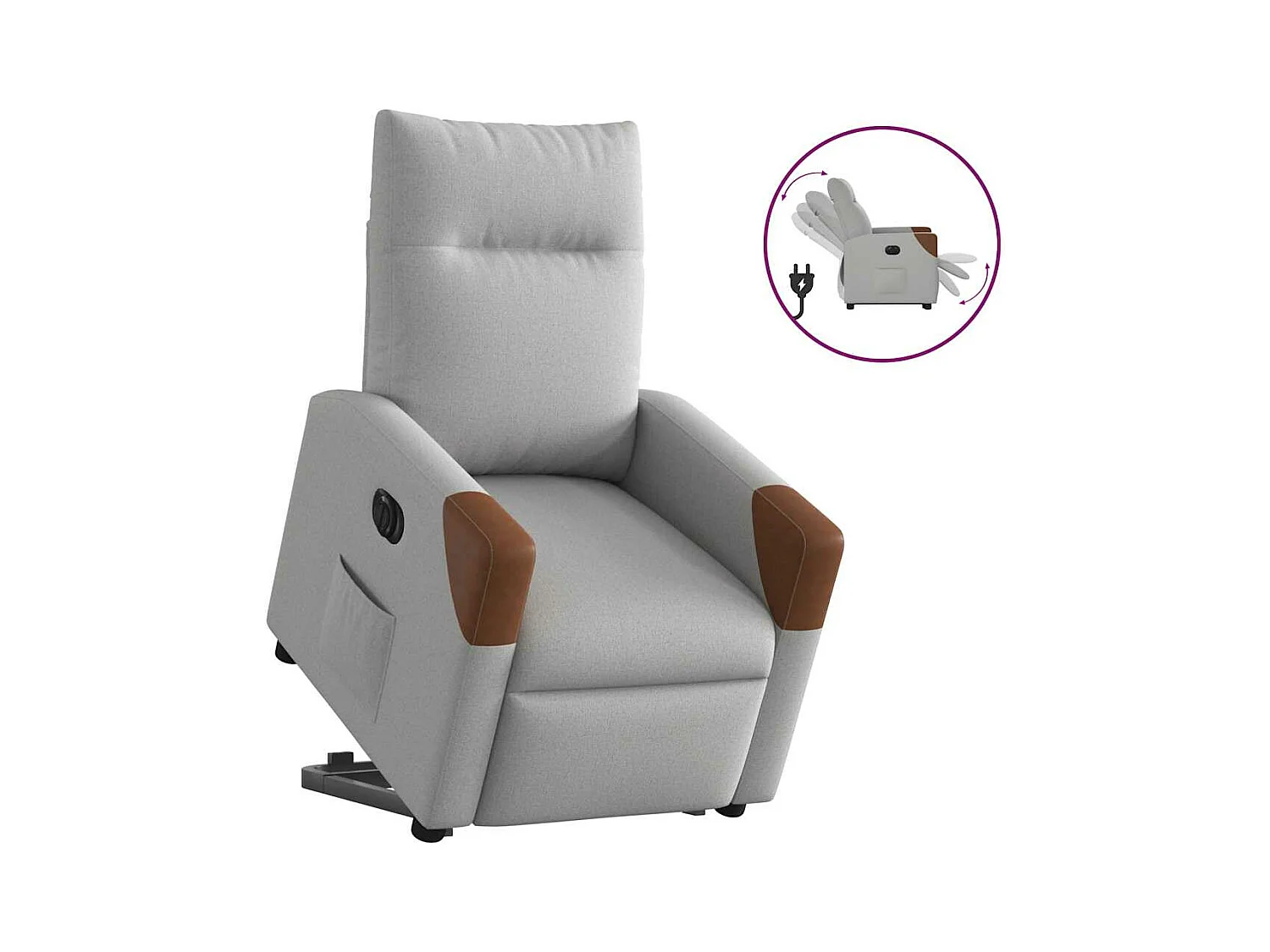 Fauteuil inclinable électrique gris nuage tissu