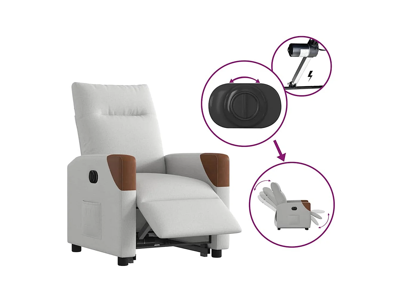 Fauteuil inclinable électrique gris nuage tissu