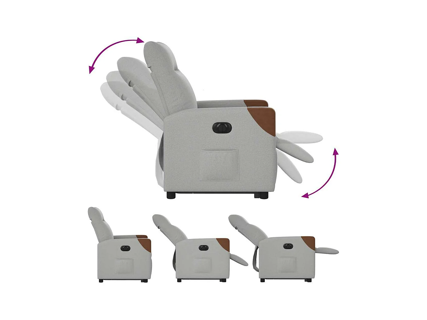 Fauteuil inclinable électrique gris nuage tissu