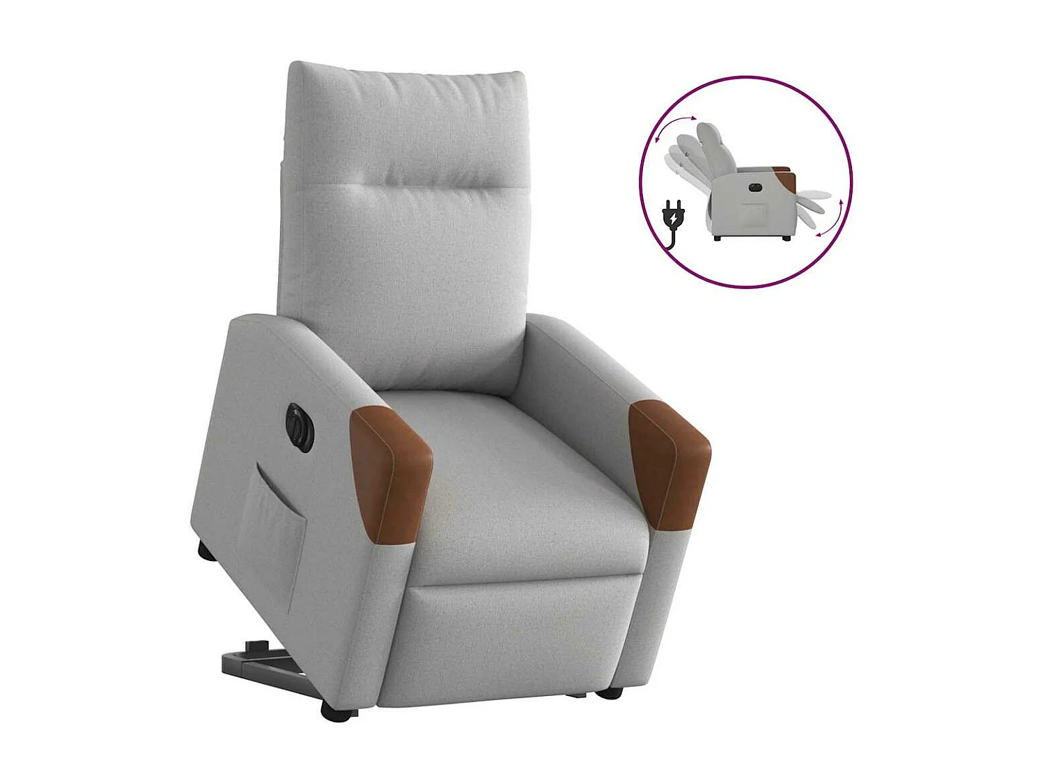 Fauteuil inclinable électrique gris nuage tissu