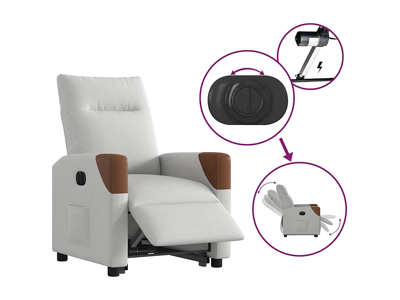 Fauteuil inclinable électrique gris nuage tissu