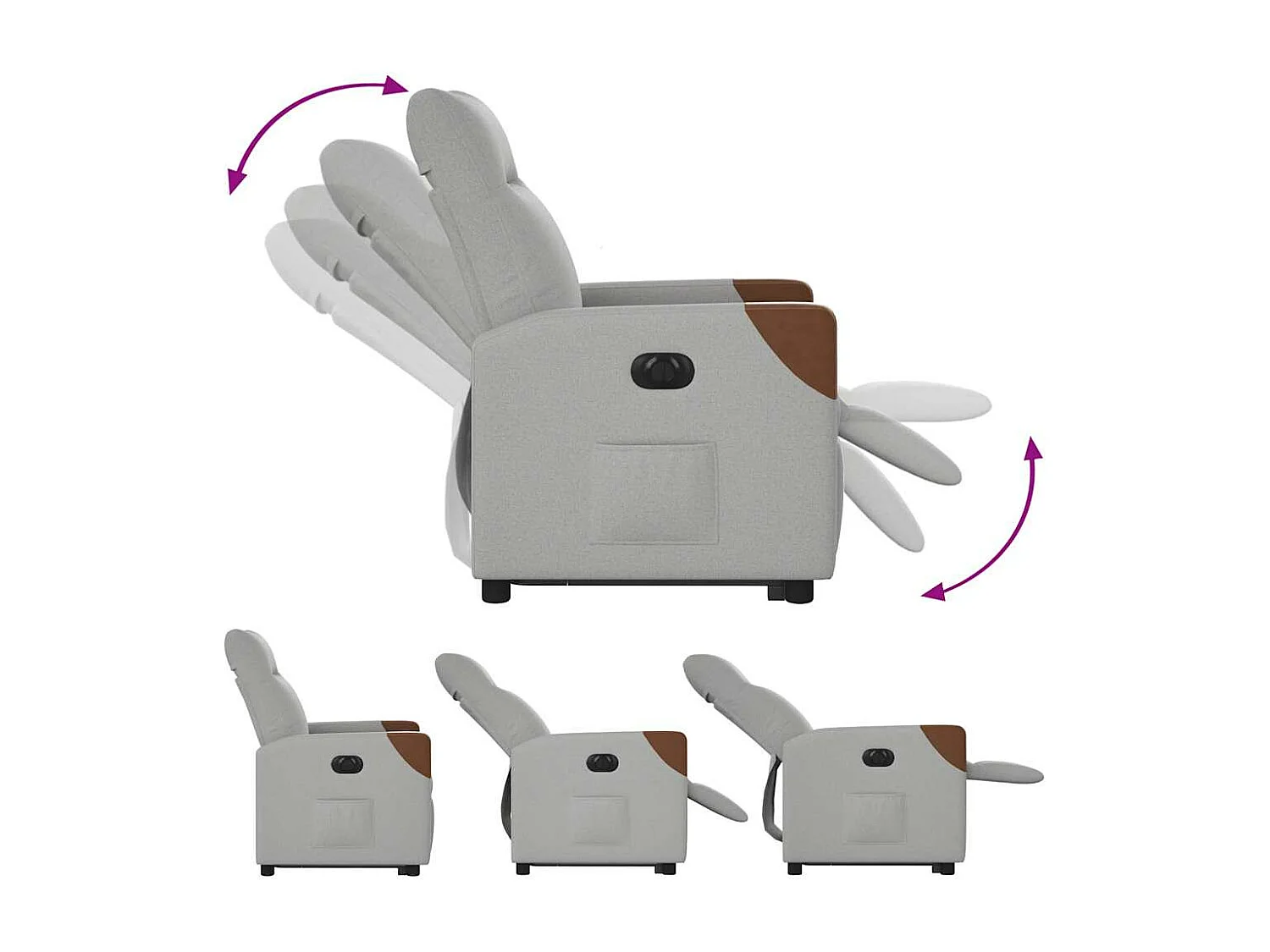 Fauteuil inclinable électrique gris nuage tissu