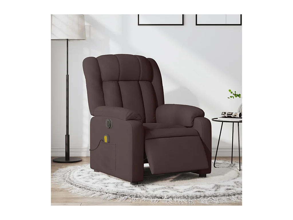 Fauteuil de massage inclinable électrique Marron foncé Tissu