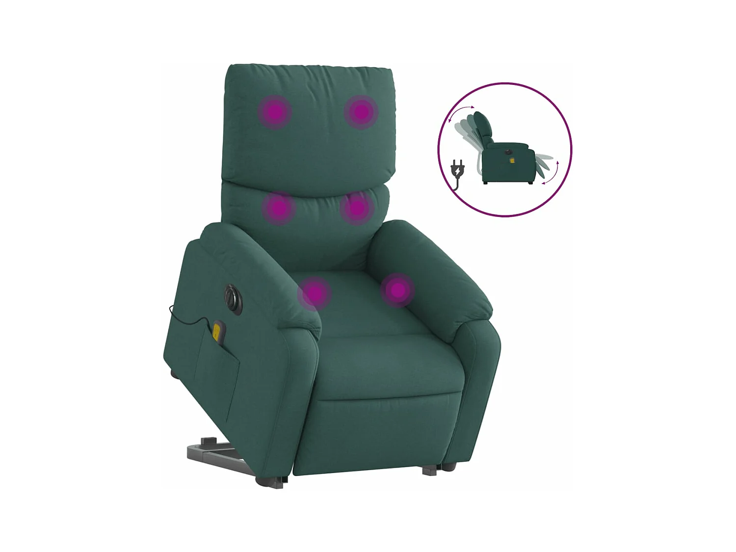Fauteuil inclinable de massage électrique Vert foncé Tissu