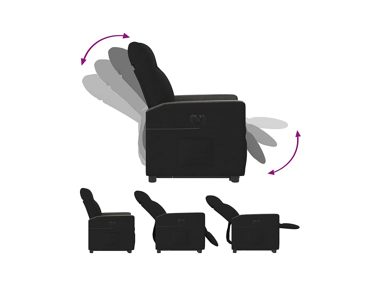 Fauteuil inclinable électrique noir tissu