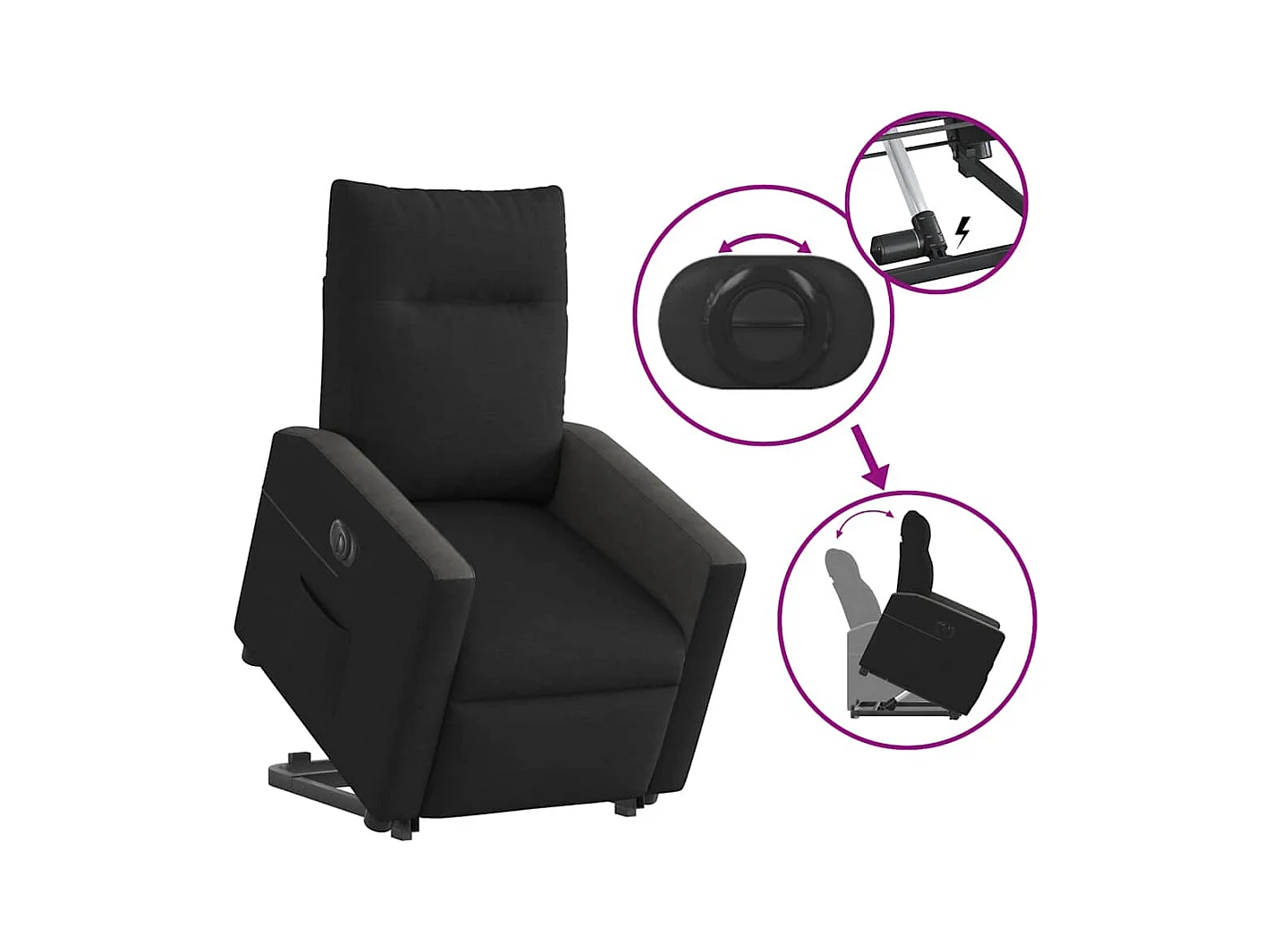 Fauteuil inclinable électrique noir tissu