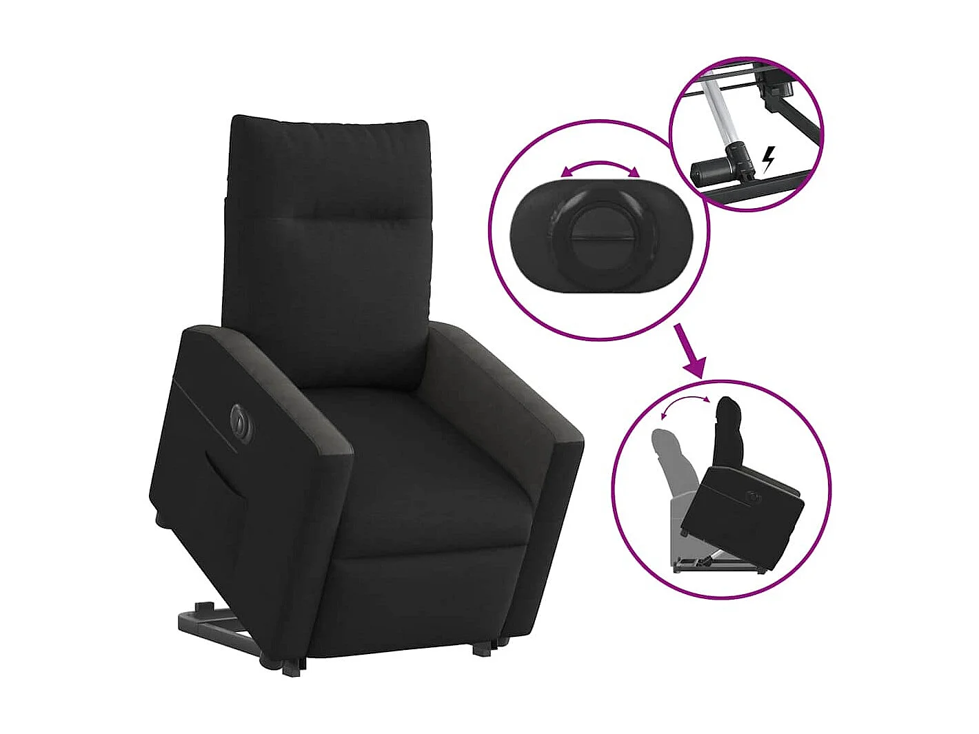 Fauteuil inclinable électrique noir tissu