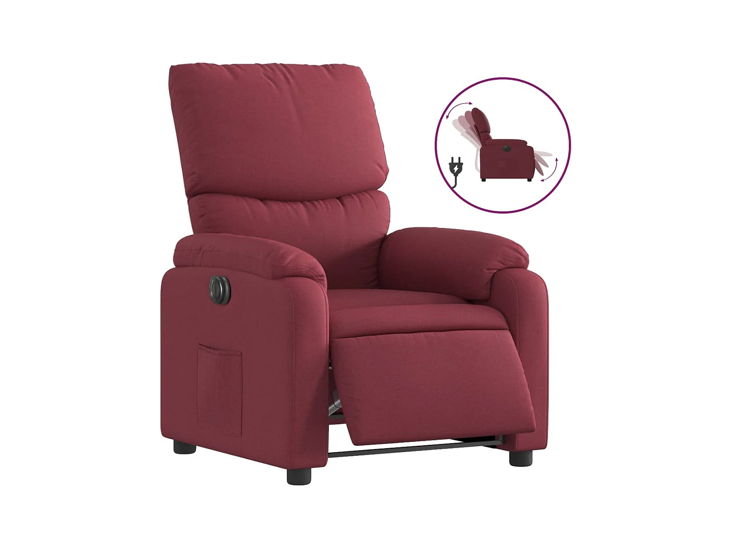Fauteuil inclinable électrique Rouge bordeaux Tissu