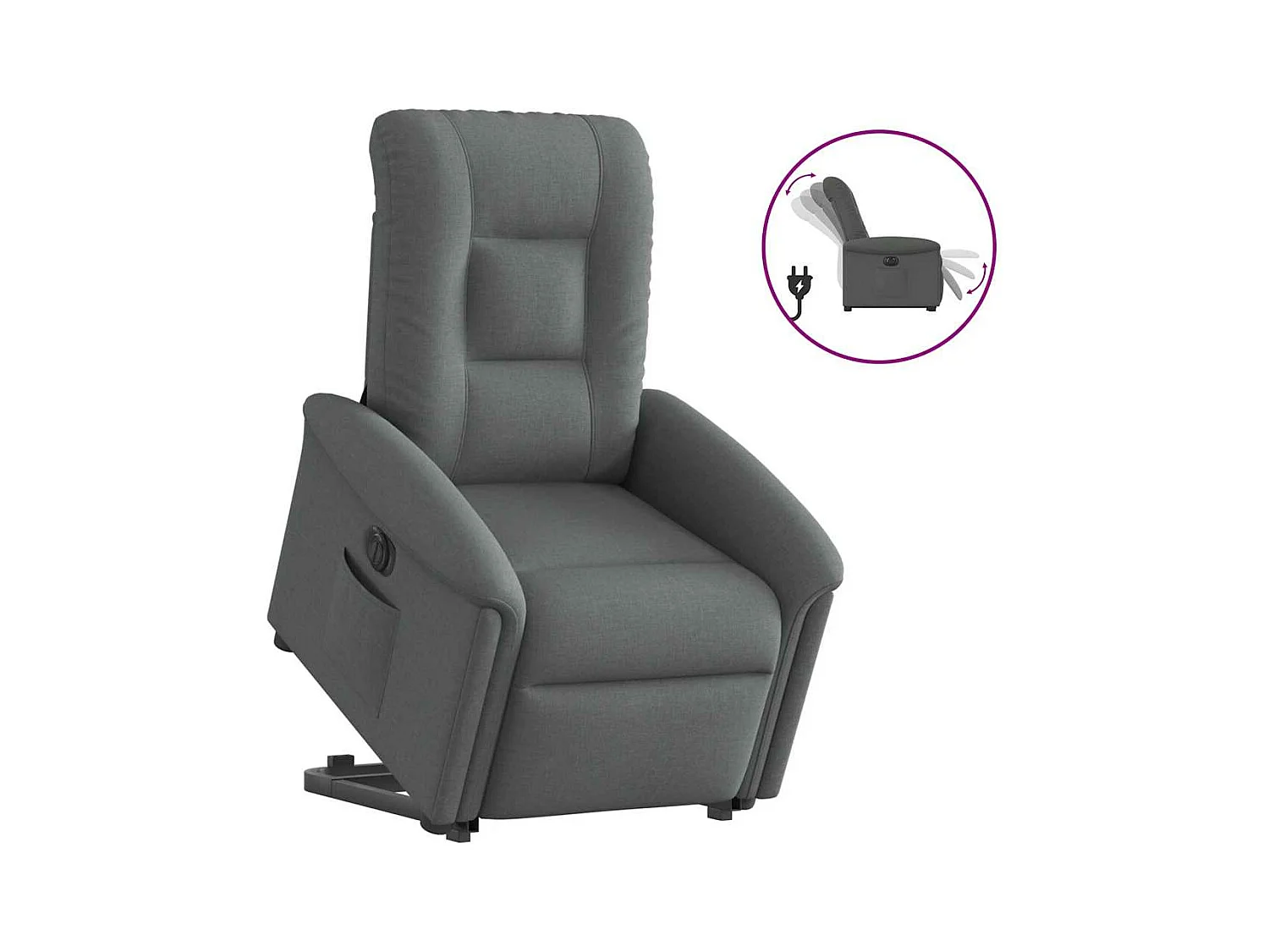 Fauteuil inclinable électrique gris foncé tissu