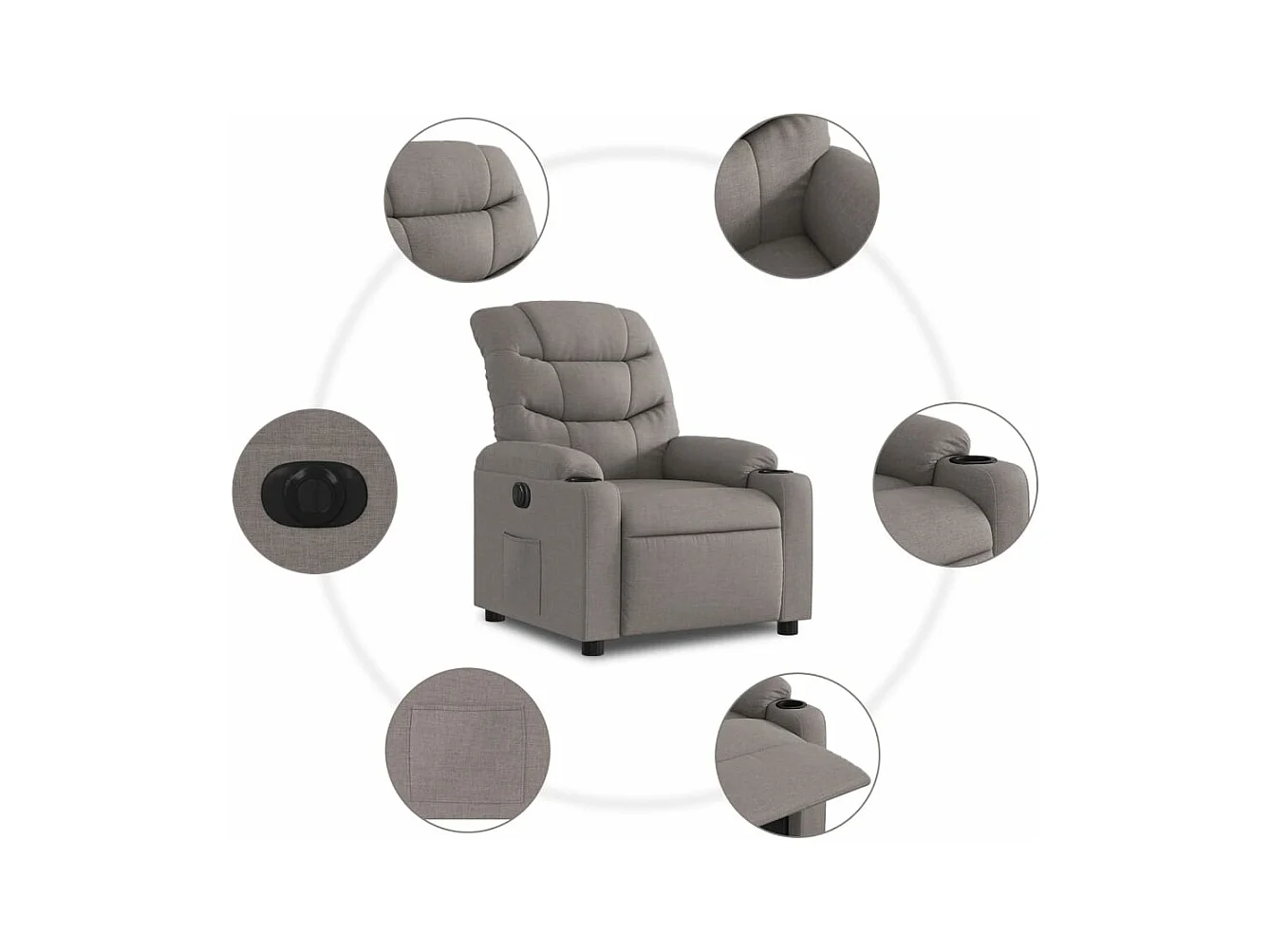 Fauteuil inclinable électrique Taupe Tissu