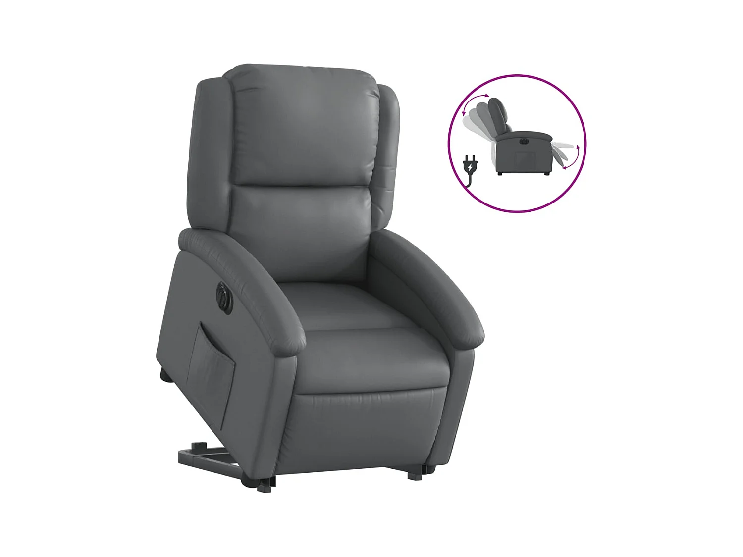 Fauteuil inclinable électrique gris similicuir