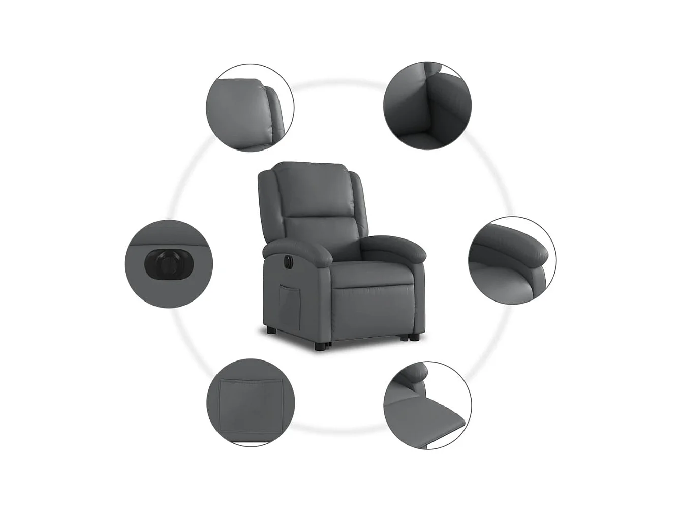 Fauteuil inclinable électrique gris similicuir