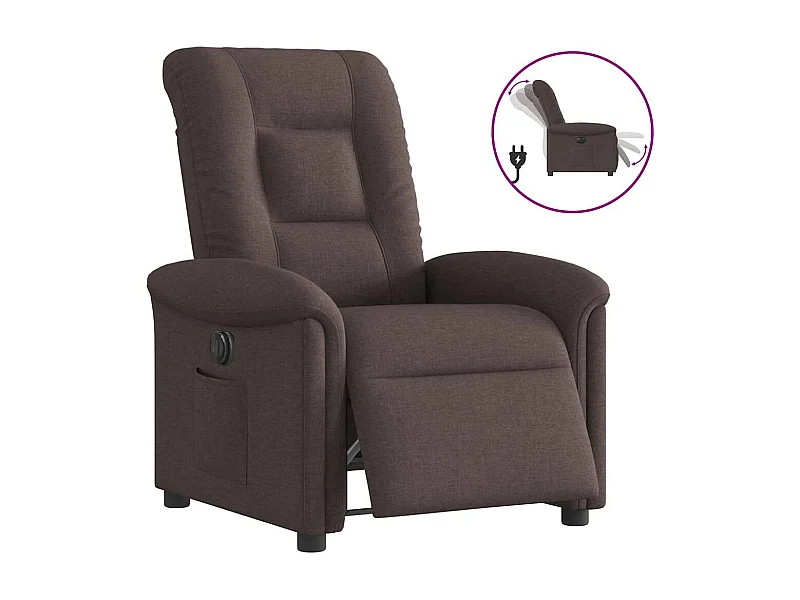 Fauteuil inclinable électrique Marron foncé Tissu
