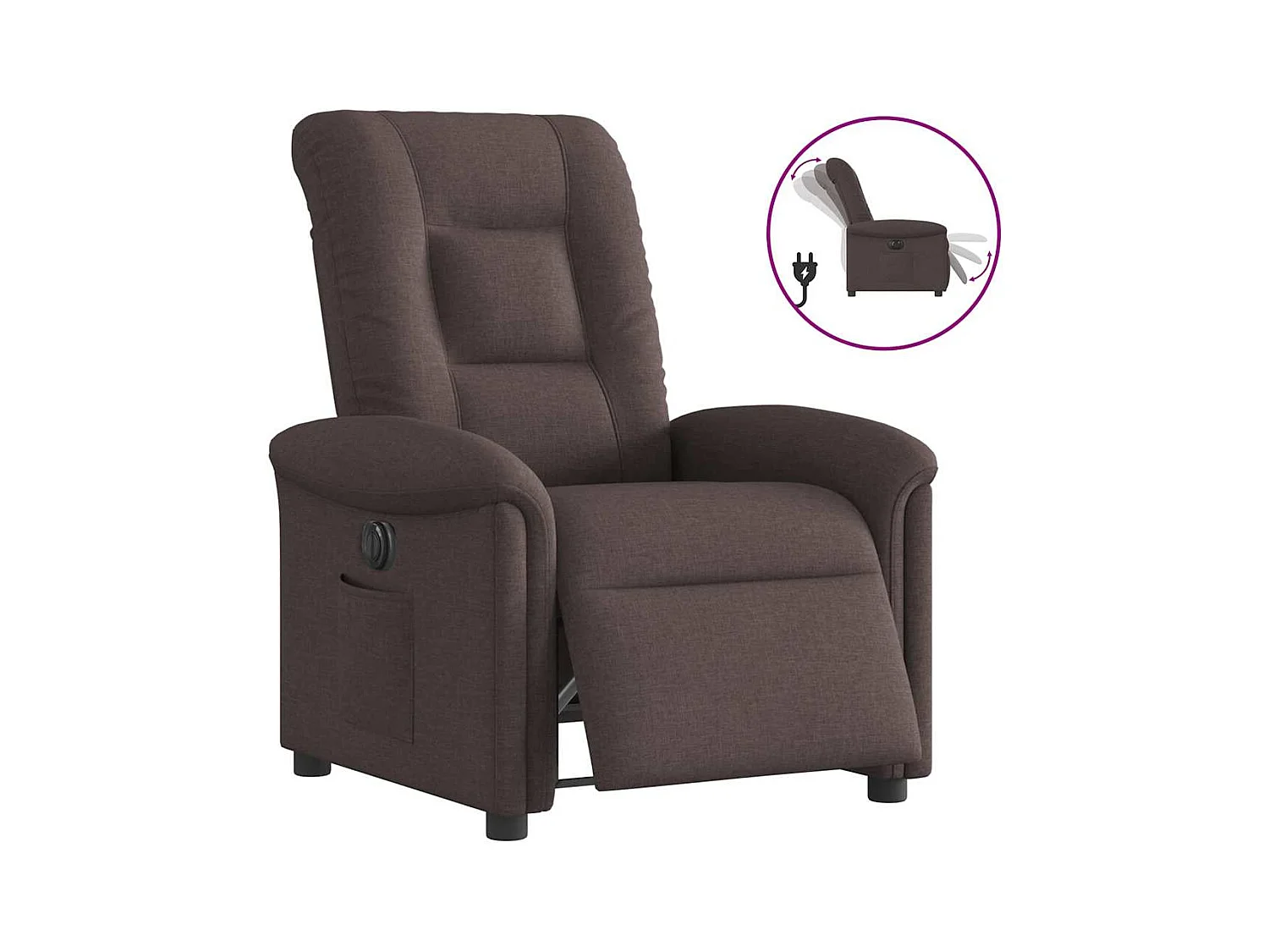 Fauteuil inclinable électrique Marron foncé Tissu