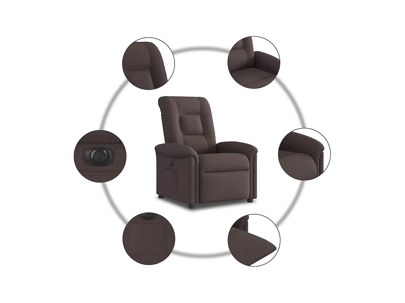 Fauteuil inclinable électrique Marron foncé Tissu