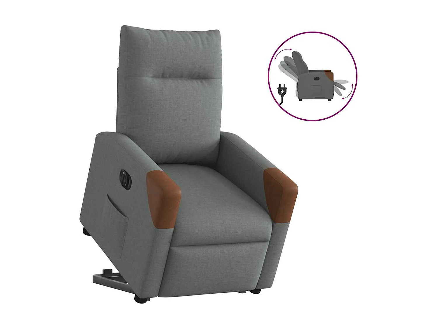 Poltrona reclinabile elettrica in tessuto grigio scuro