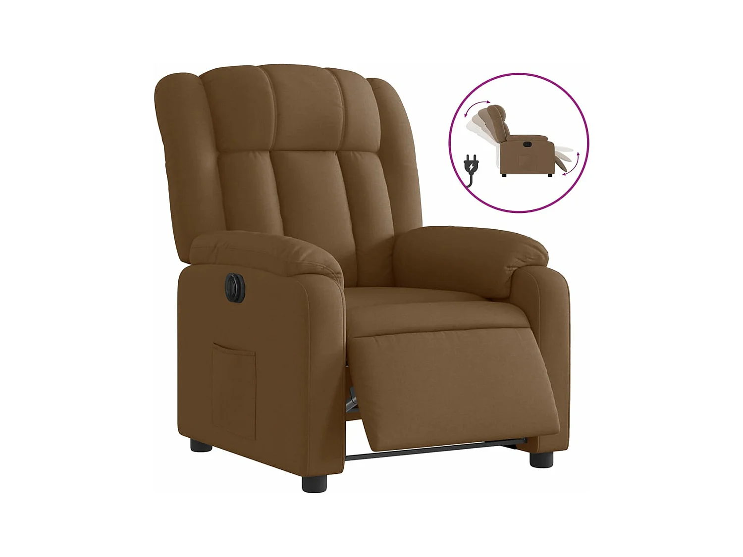 Fauteuil inclinable électrique Marron Tissu
