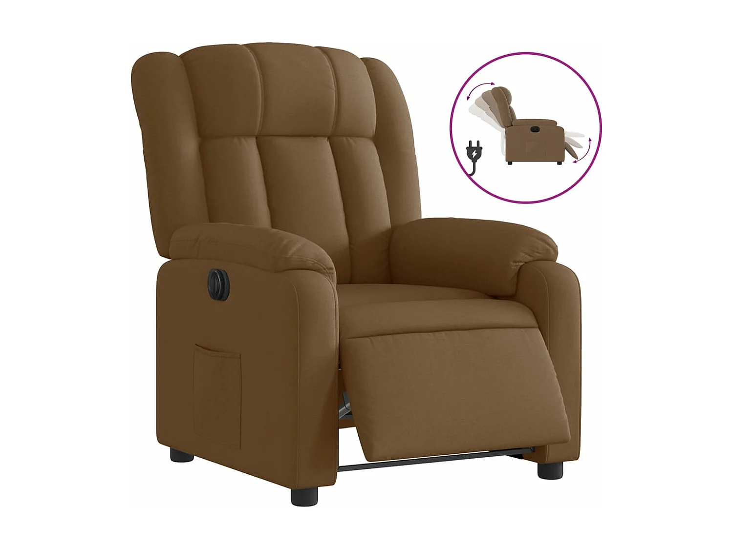 Fauteuil inclinable électrique Marron Tissu