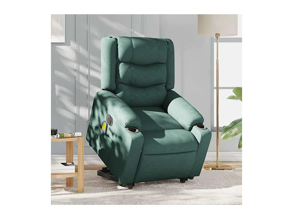 Fauteuil inclinable de massage électrique Vert foncé Tissu