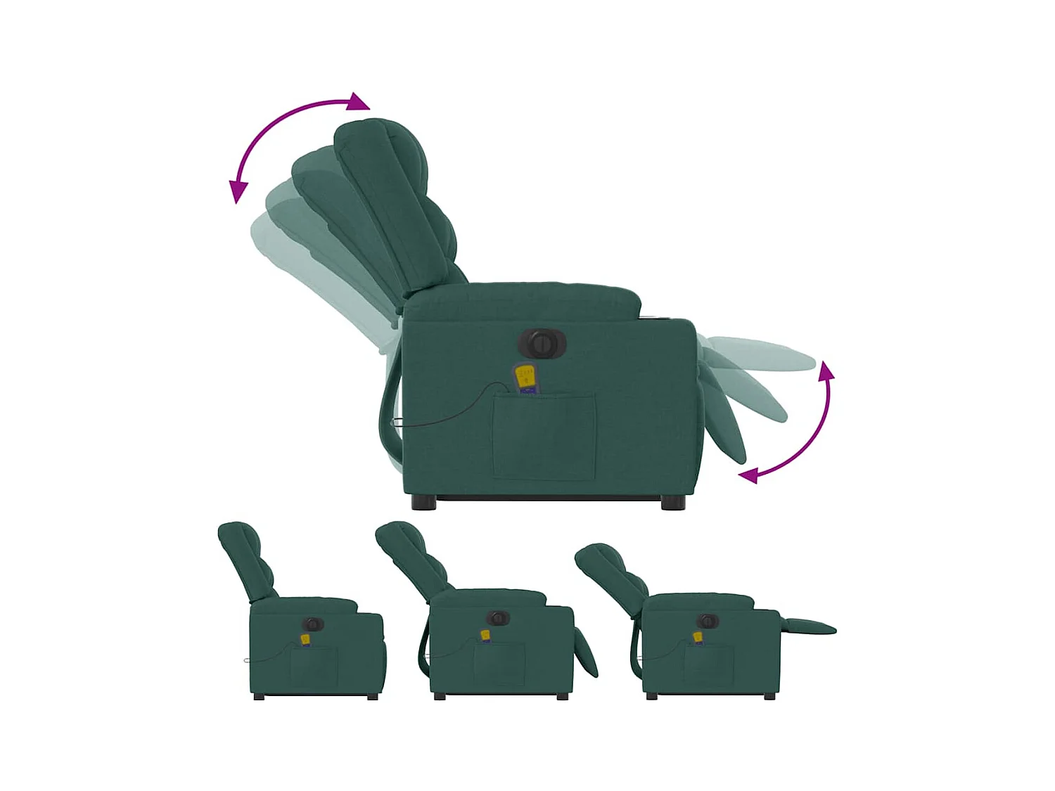 Fauteuil inclinable de massage électrique Vert foncé Tissu