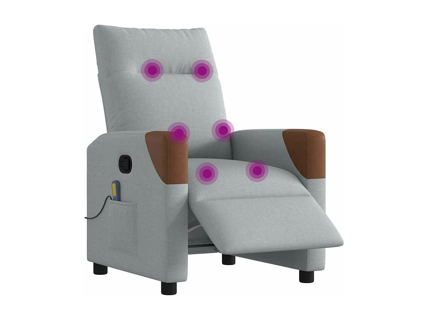 Fauteuil de massage inclinable électrique gris clair tissu