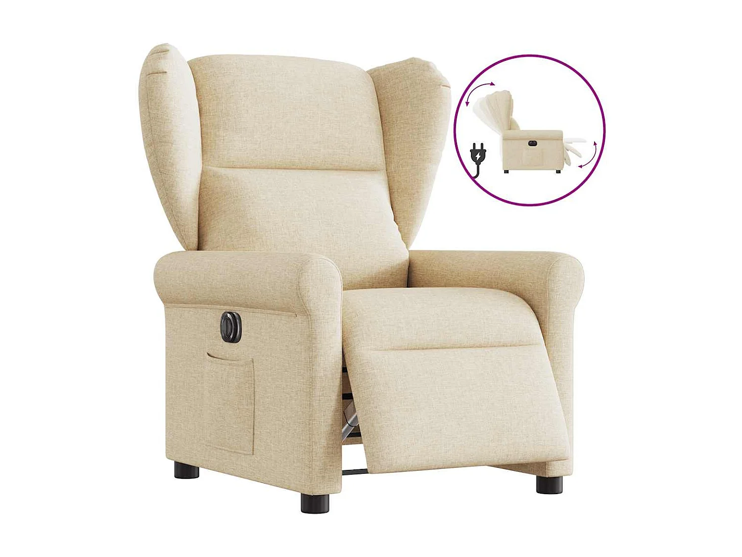 Poltrona reclinabile elettrica in tessuto crema