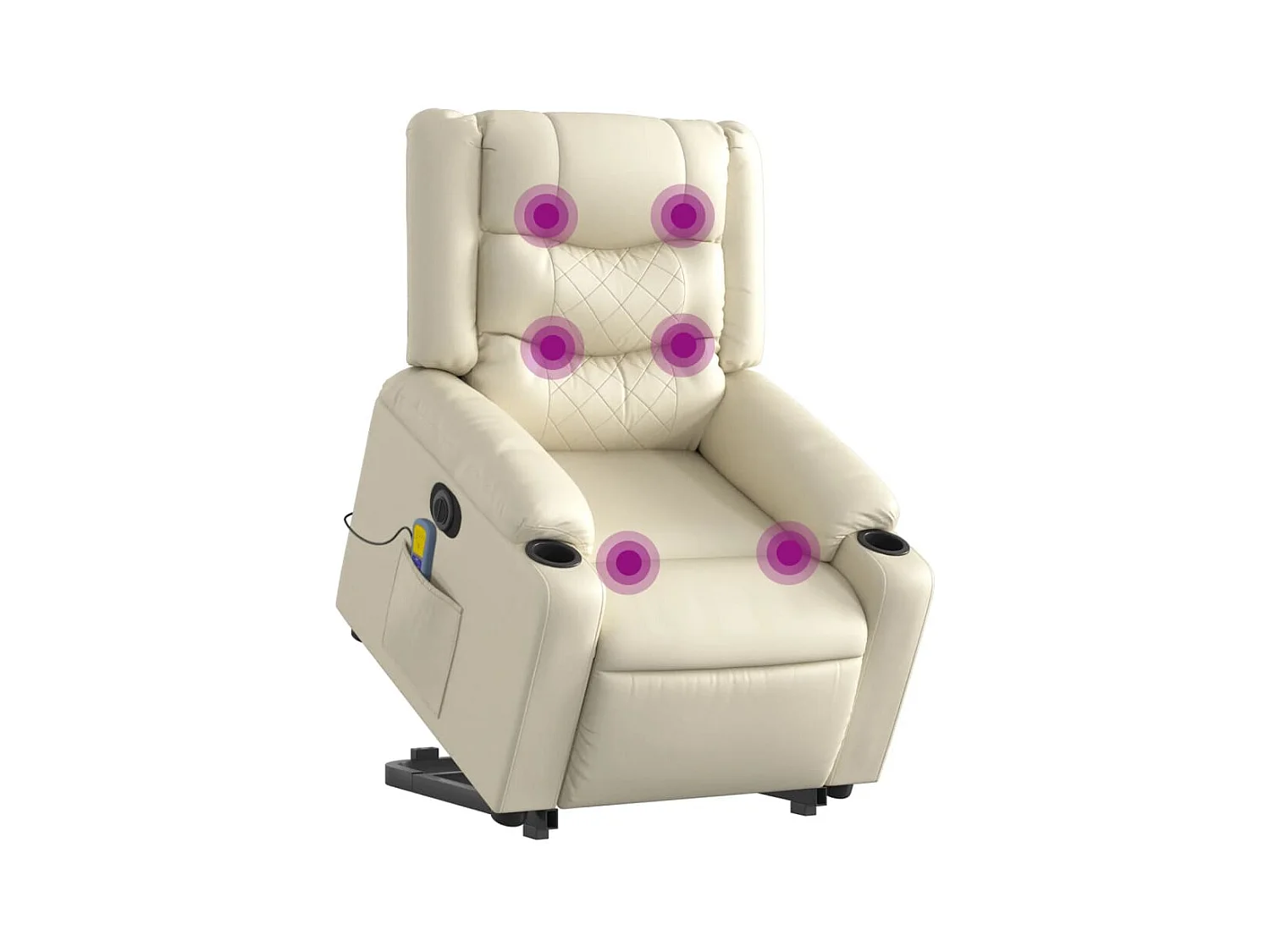 Fauteuil inclinable de massage électrique crème similicuir