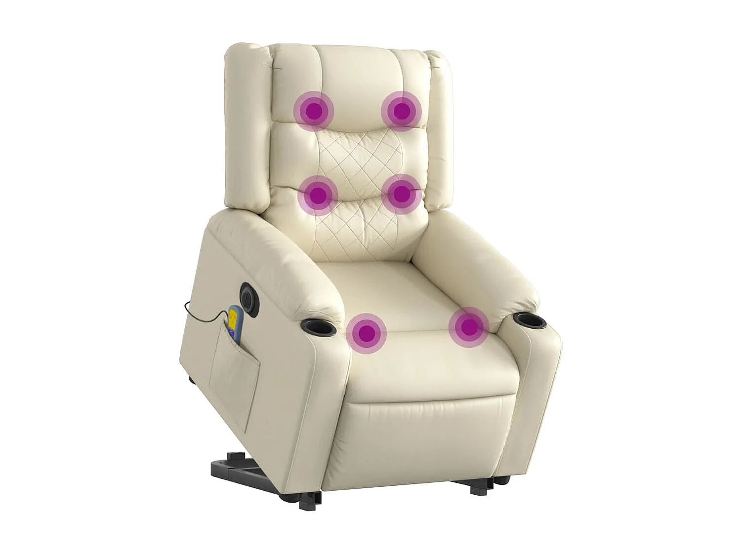 Fauteuil inclinable de massage électrique crème similicuir