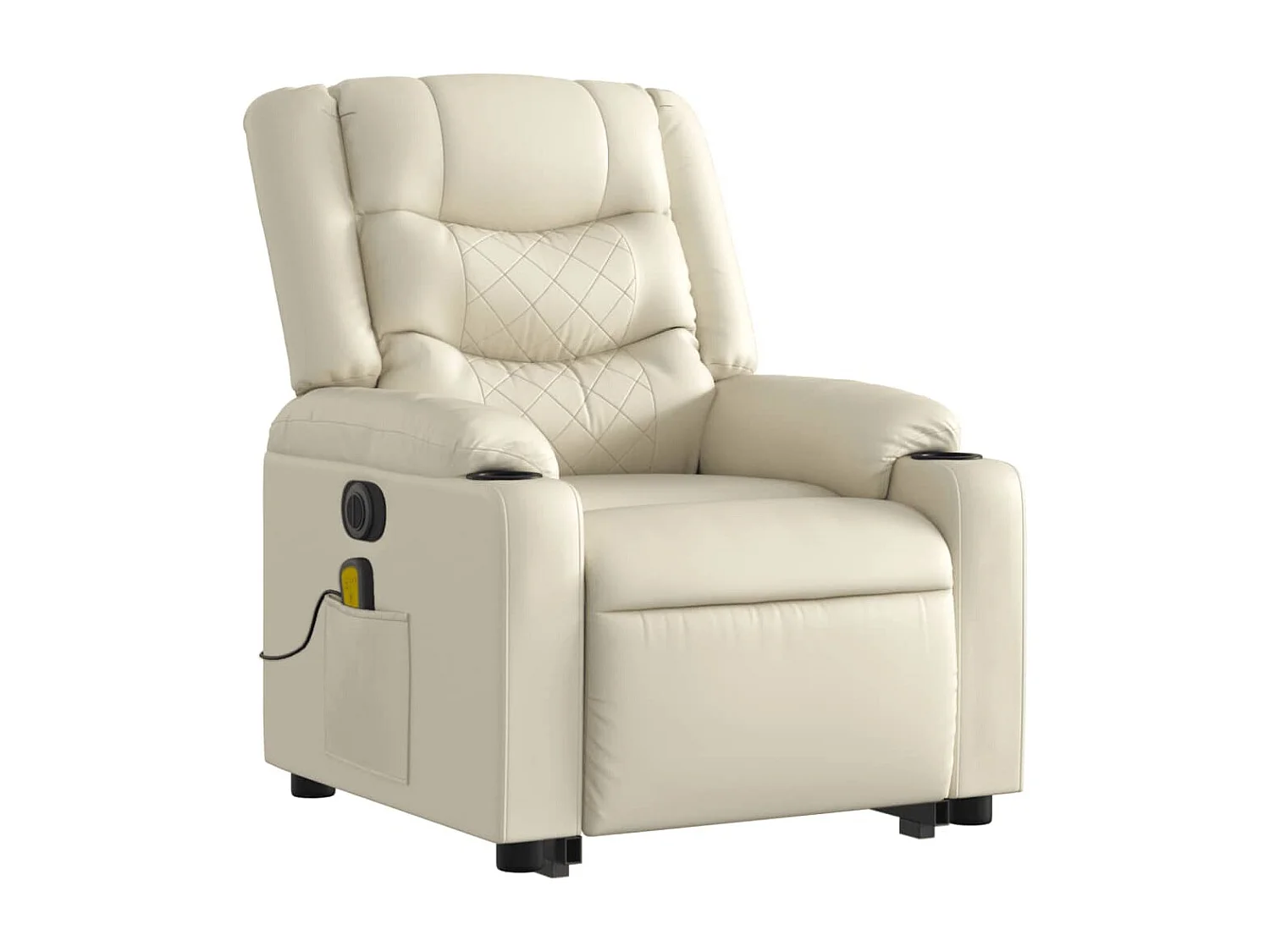 Fauteuil inclinable de massage électrique crème similicuir