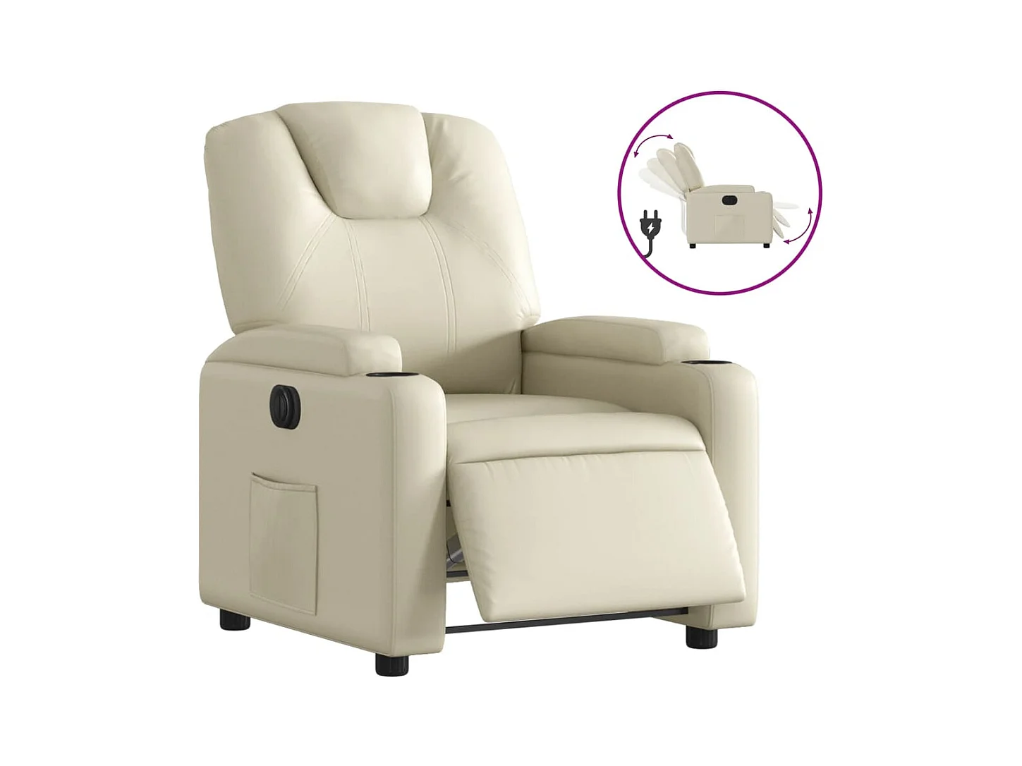 Fauteuil inclinable électrique Crème Similicuir