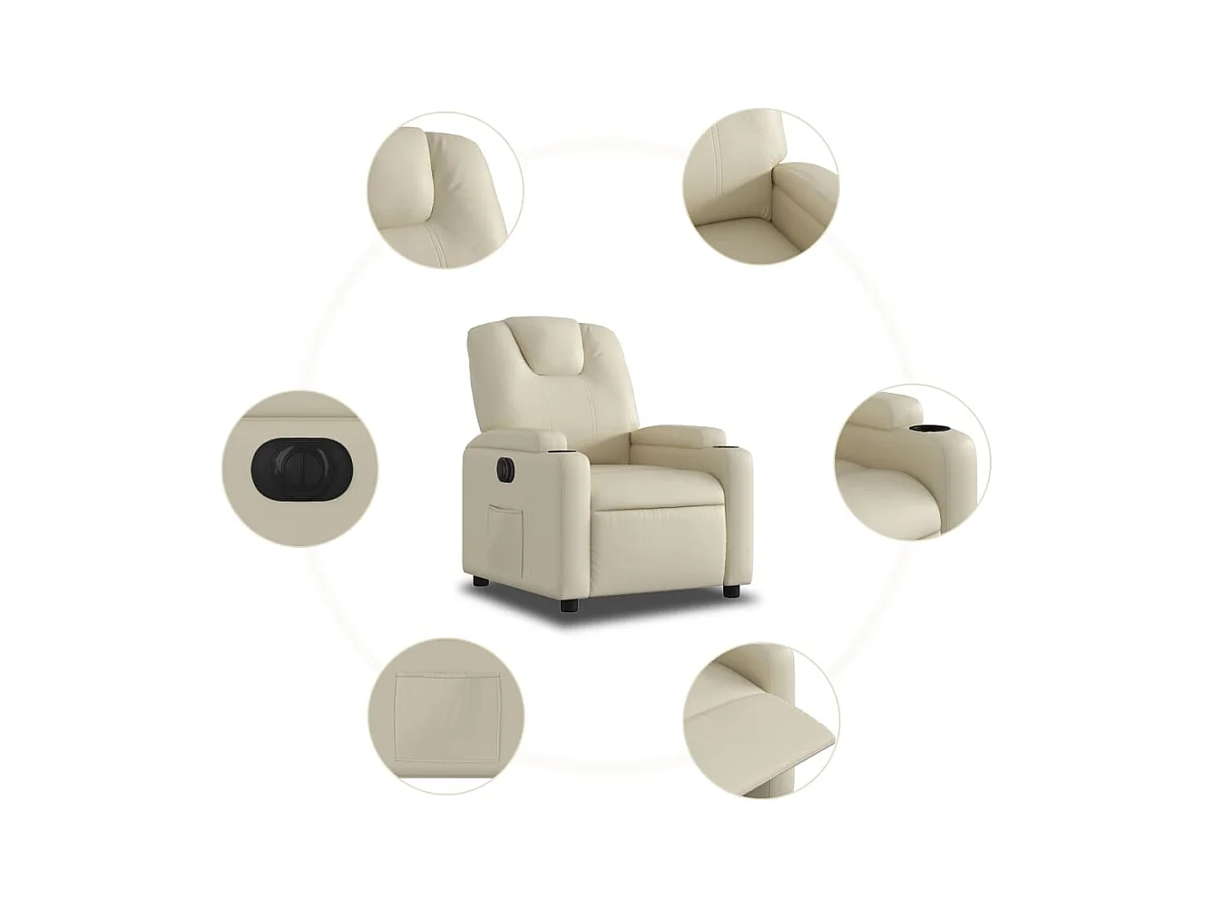 Fauteuil inclinable électrique Crème Similicuir