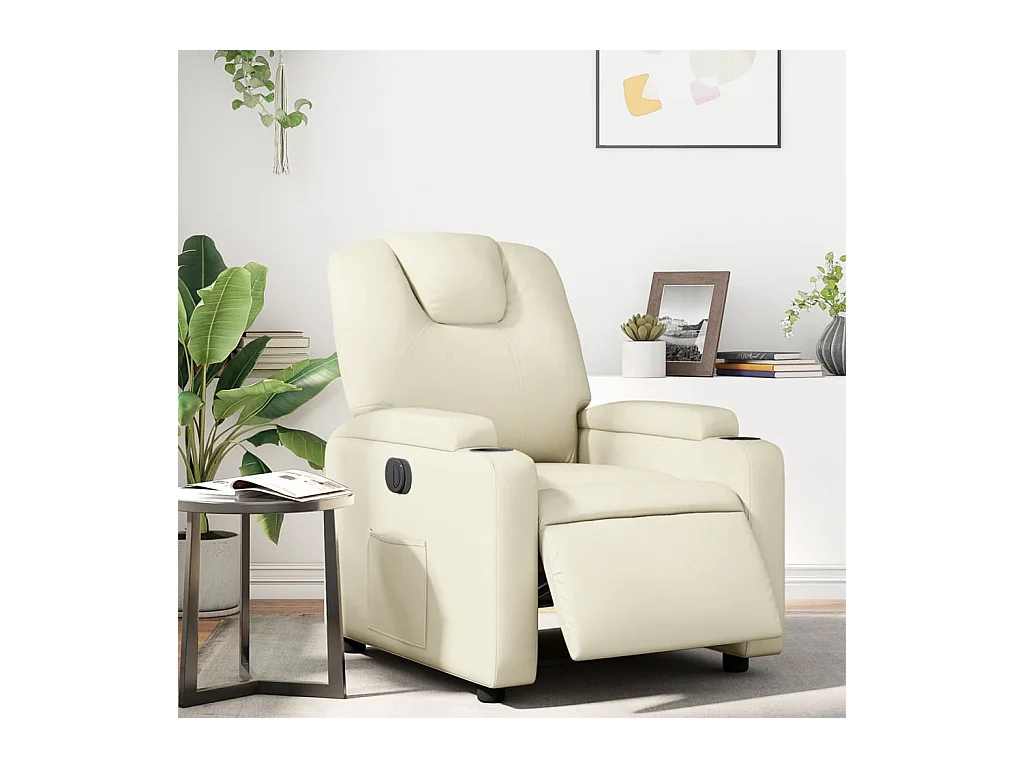 Poltrona reclinabile elettrica in similpelle color crema