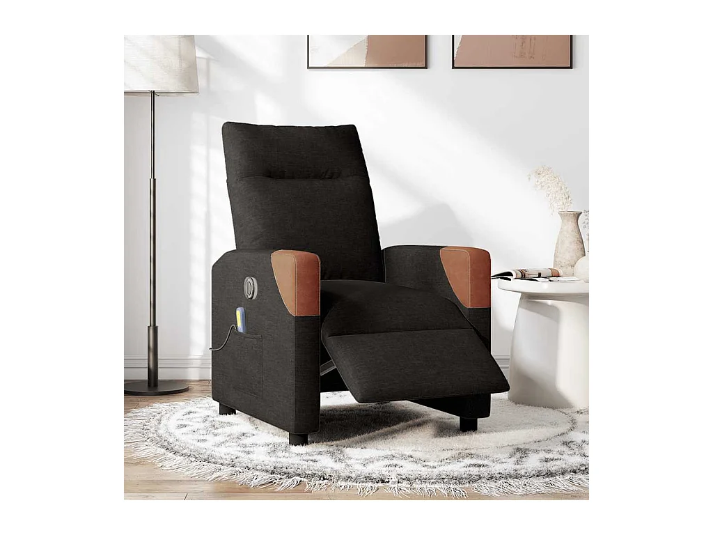 Sillón masajeador reclinable eléctrico de tela negra