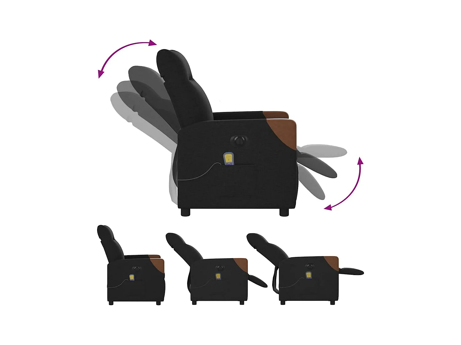 Fauteuil de massage inclinable électrique Noir Tissu