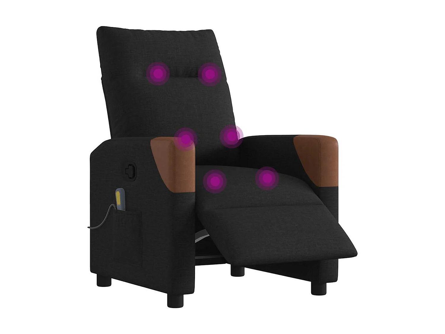 Fauteuil de massage inclinable électrique Noir Tissu