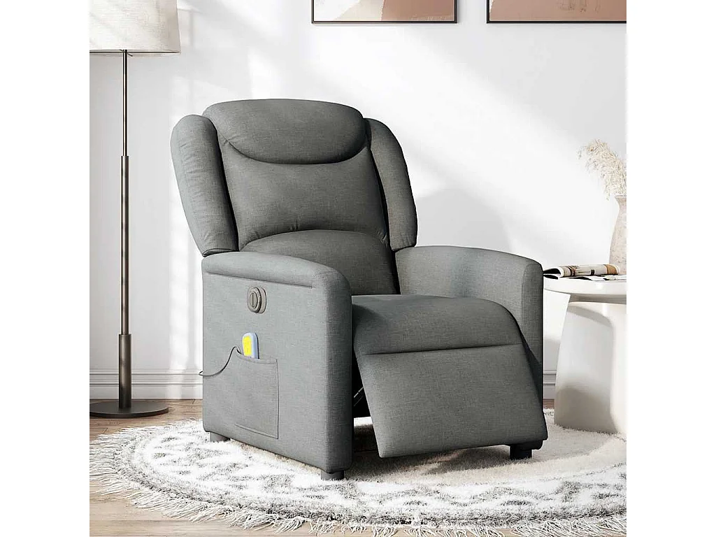 Fauteuil inclinable de massage électrique gris foncé tissu