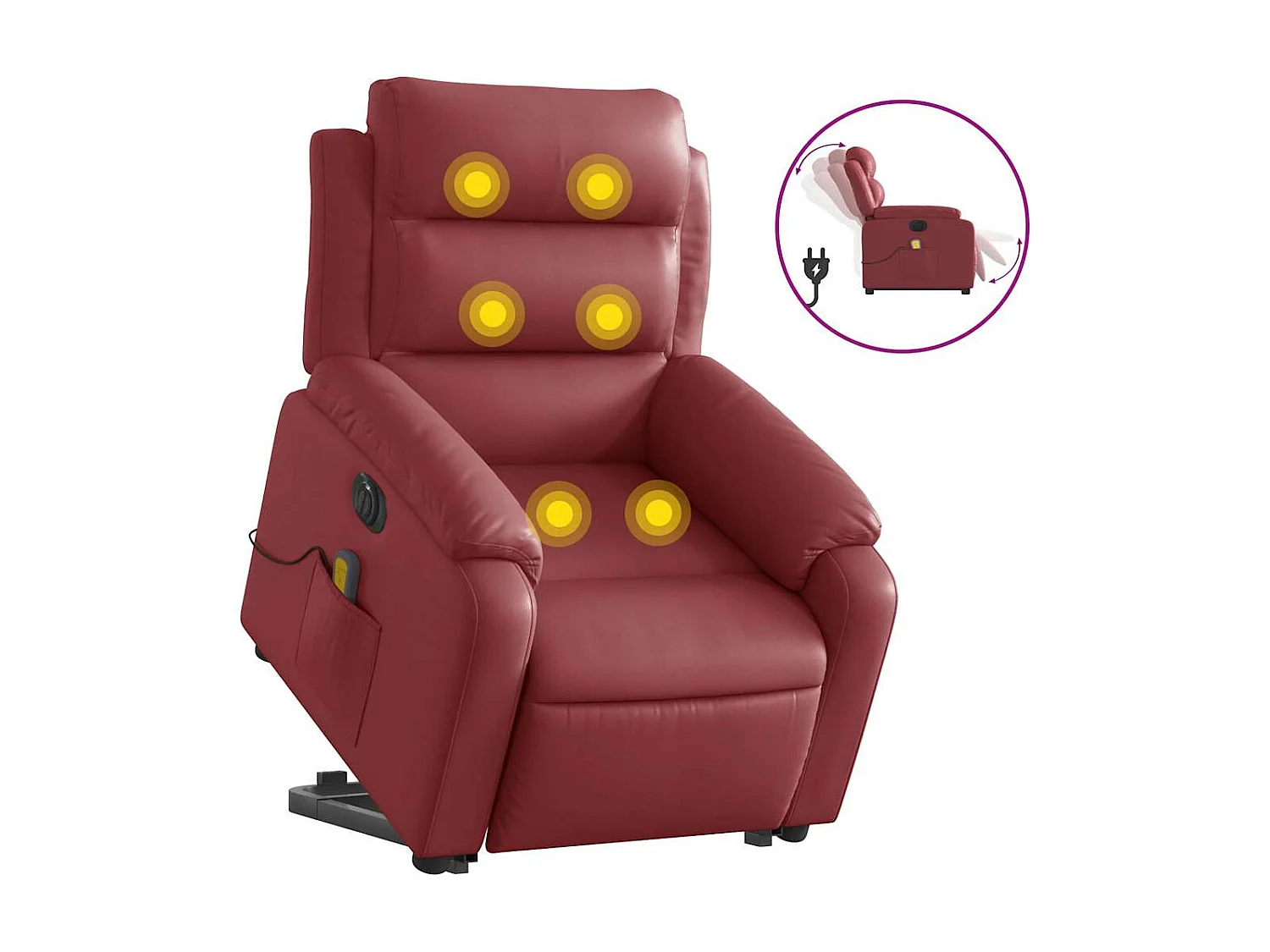 Fauteuil inclinable de massage électrique rouge bordeaux