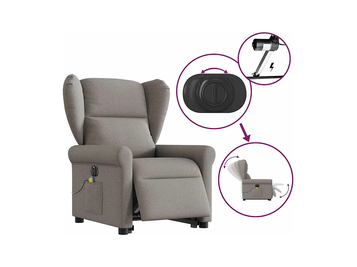 Poltrona massaggiante elettrica in tessuto talpa