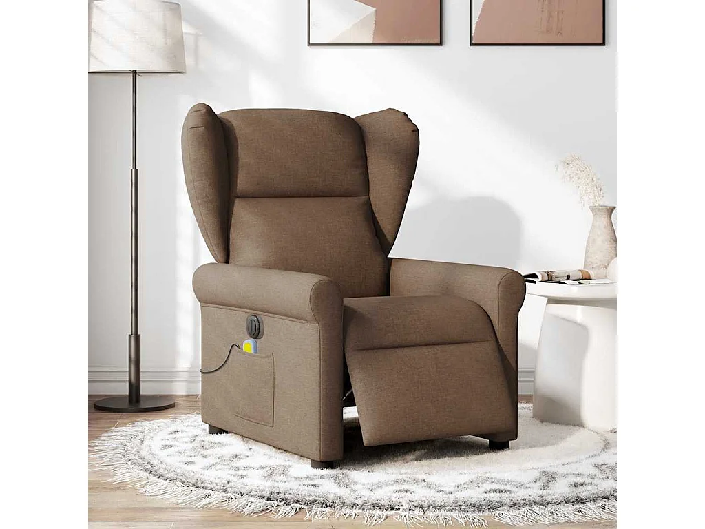 Fauteuil inclinable de massage électrique marron tissu