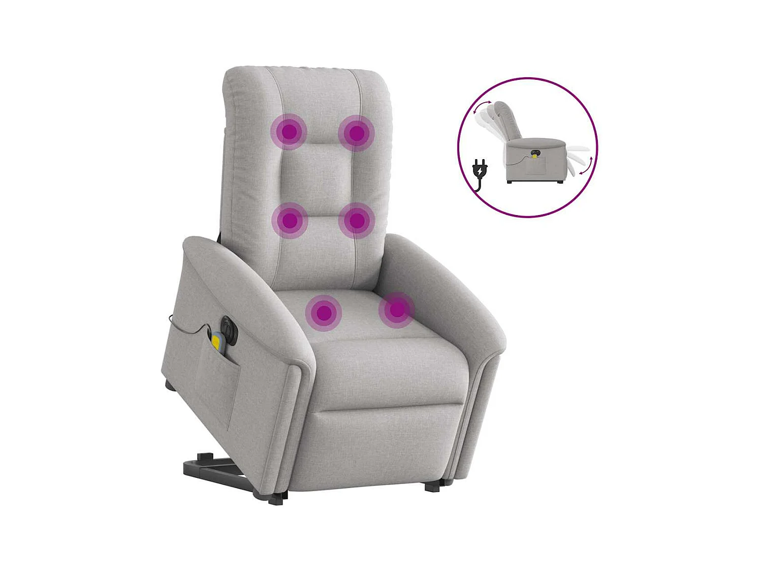 Fauteuil inclinable de massage électrique gris nuage tissu
