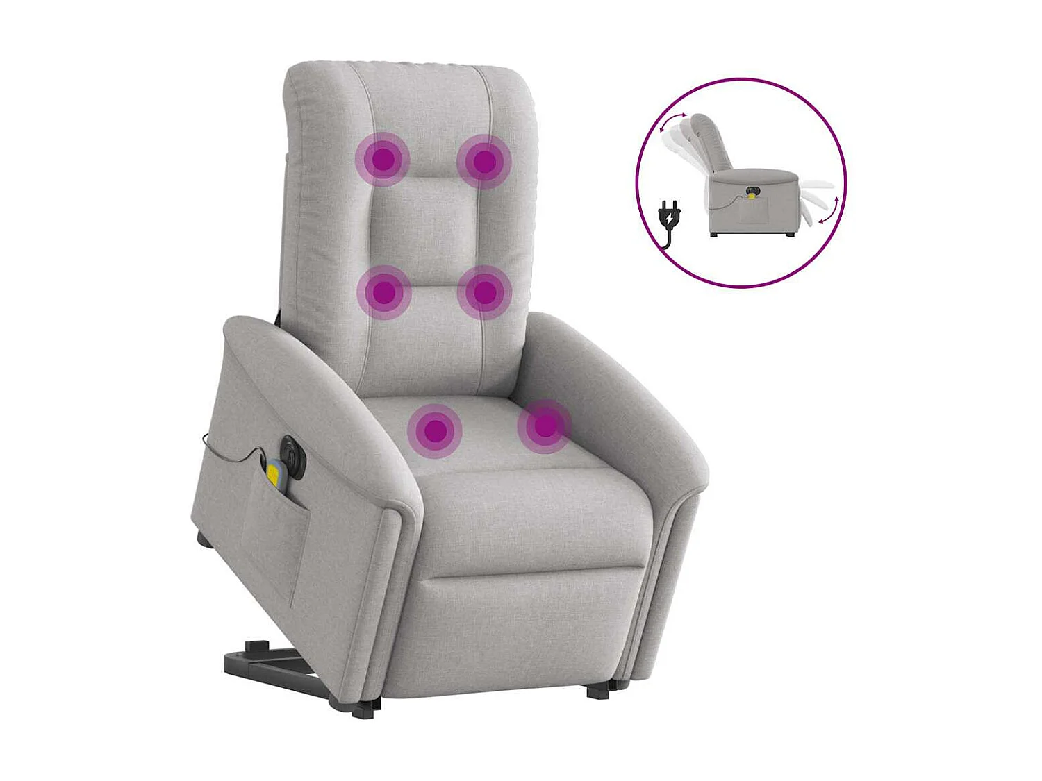 Fauteuil inclinable de massage électrique gris nuage tissu