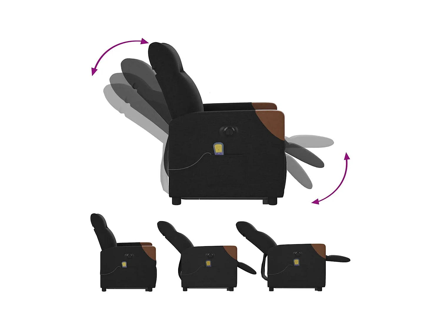 Fauteuil inclinable de massage électrique Noir Tissu