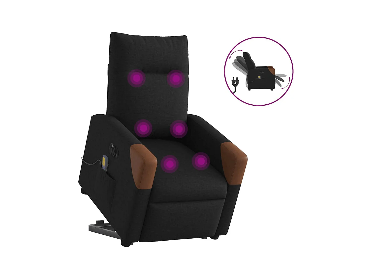Fauteuil inclinable de massage électrique Noir Tissu