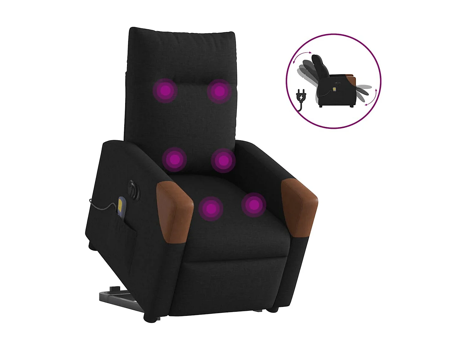 Fauteuil inclinable de massage électrique Noir Tissu