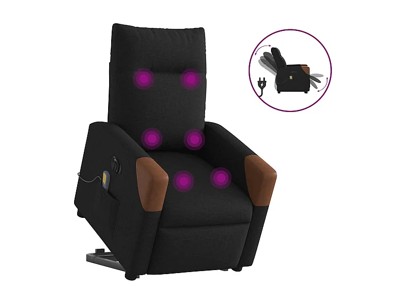 Fauteuil inclinable de massage électrique Noir Tissu
