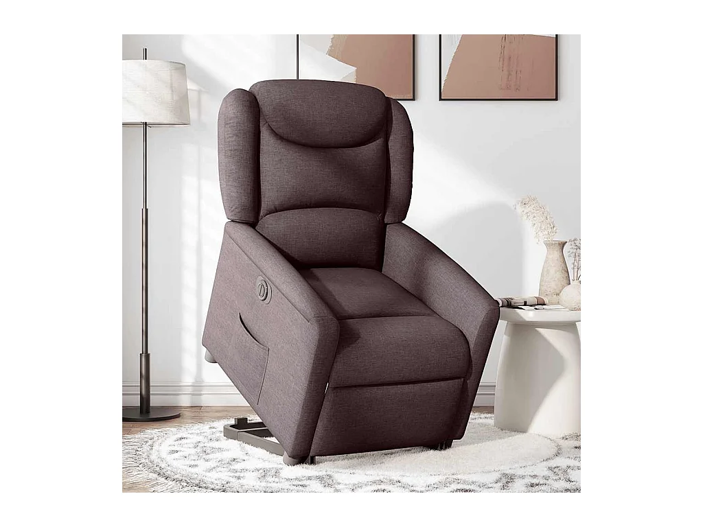 Poltrona reclinabile elettrica in tessuto marrone scuro