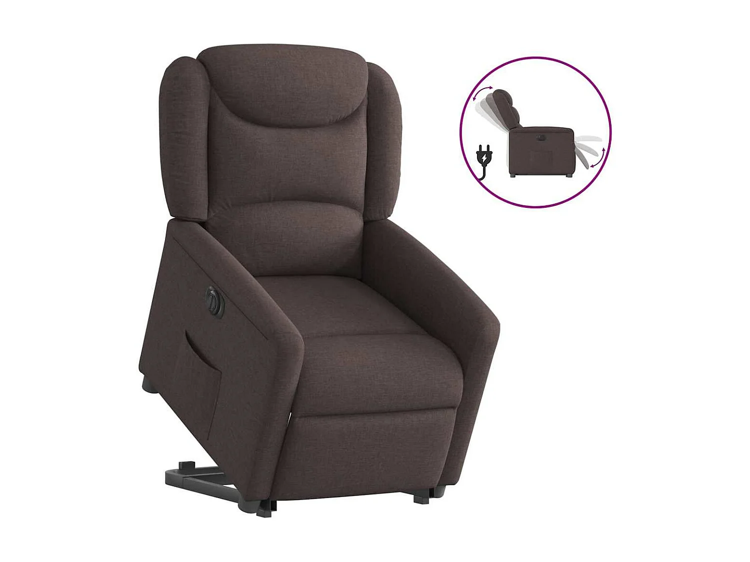Fauteuil inclinable électrique marron foncé tissu