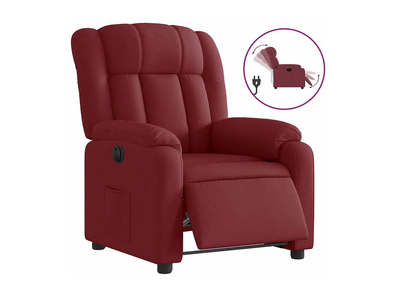 Fauteuil inclinable électrique Rouge bordeaux Tissu