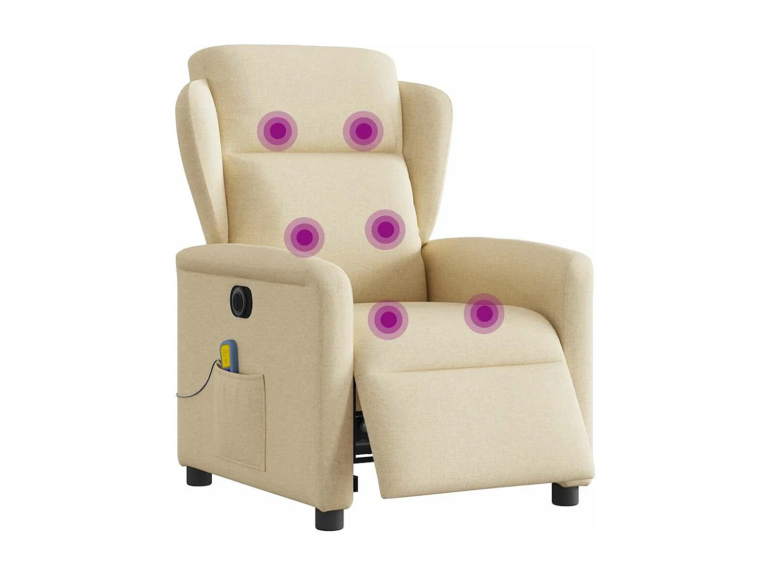 Fauteuil inclinable de massage électrique crème tissu